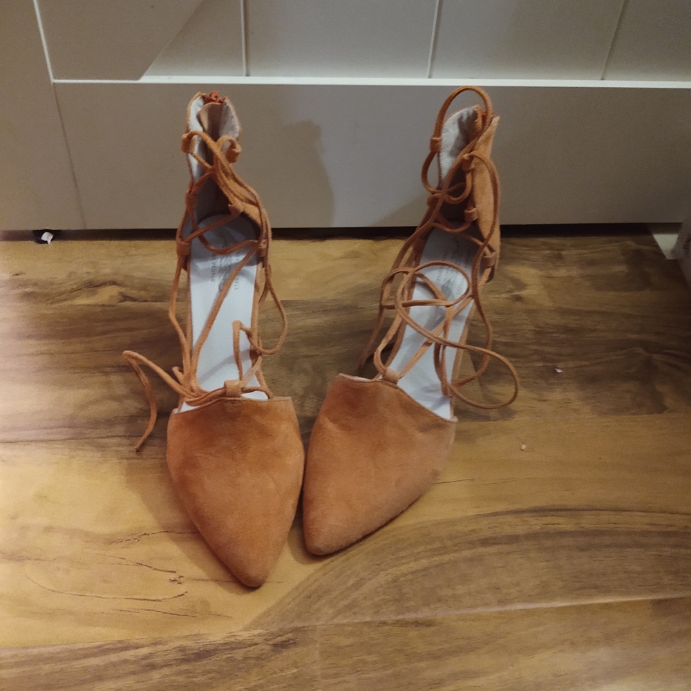 Jeffrey Campbell for FP lace up kitten heels